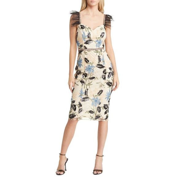 NWT LULUS Showstopper Floral Embroidered Sequin Beaded Dress XS - Picture 1 of 9